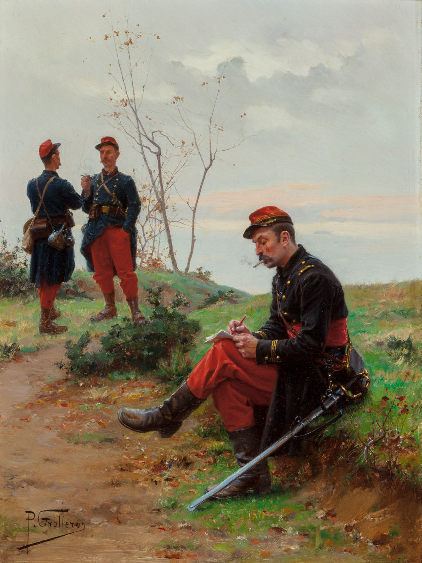 French Soldiers, vintage artwork by Paul-Louis-Narcisse Grolleron, 12x8" (A4) Poster