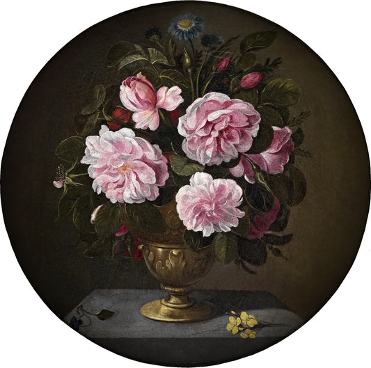 A Bronze Vase with Roses, vintage artwork by Pedro de Camprobin, 12x8" (A4) Poster