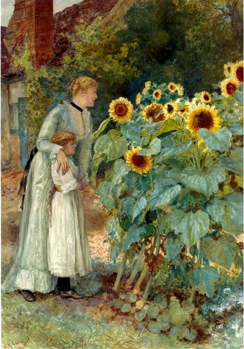 Watching the butterflies, vintage artwork by Edward Killingworth Johnson, 12x8" (A4) Poster