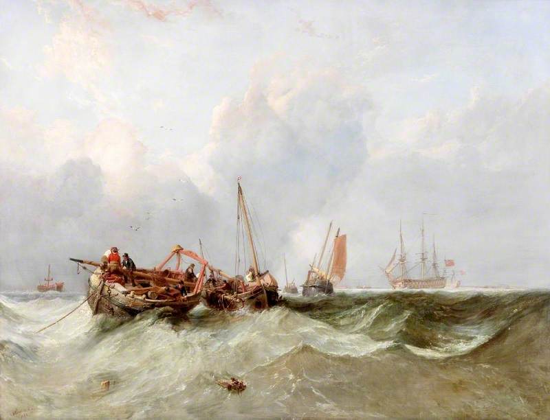 The 'Chasse Maree' off the Gull Stream Light, the Downs in the Distance, vintage artwork by Clarkson Frederick Stanfield, A3 (16x12") Poster Print