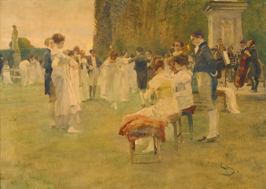 The concert in the castle garden, vintage artwork by Wilhelm Schreuer, 12x8" (A4) Poster