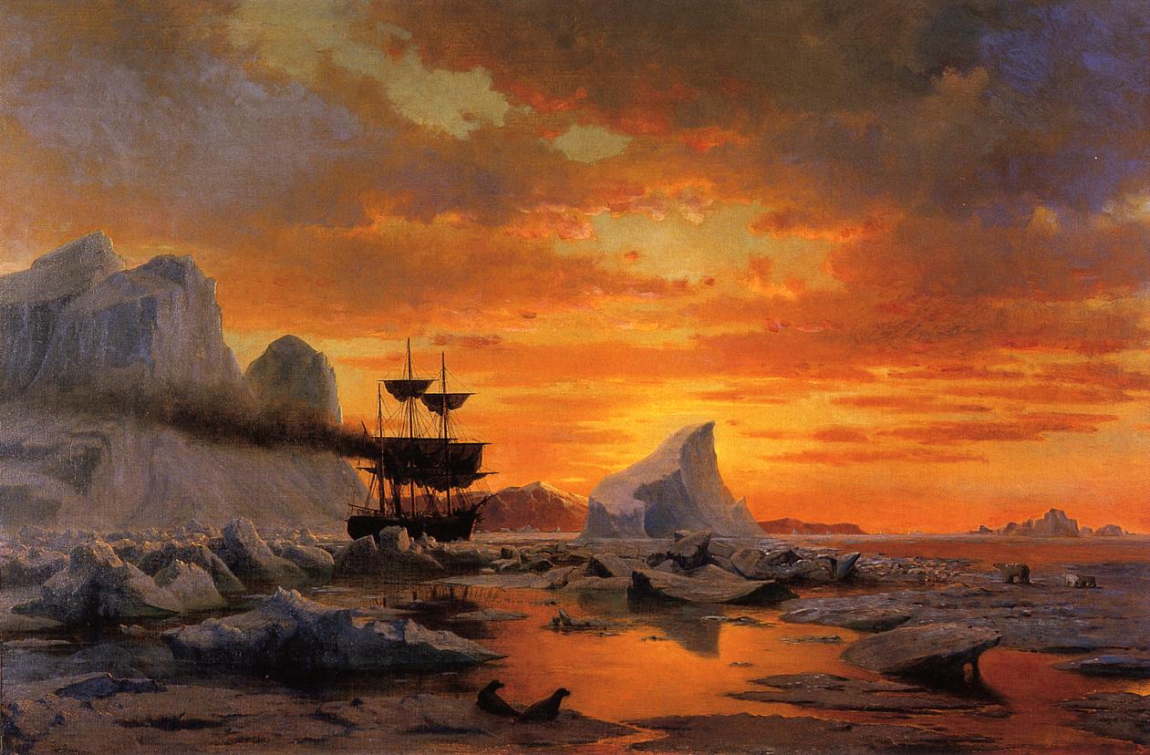 Ice Dwellers, Watching the Invaders, vintage artwork by William Bradford, 12x8" (A4) Poster