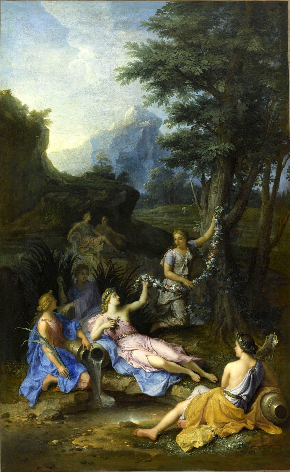 Cyane Dissolving away into a Spring, vintage artwork by Rene-Antoine Houasse, 12x8" (A4) Poster