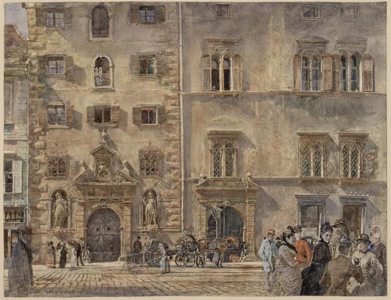 Das Landhaus und Zeughaus in Graz, vintage artwork by Rudolf von Alt, A3 (16x12") Poster Print