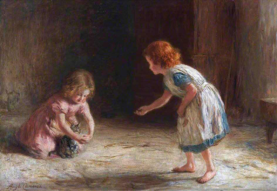 Play, vintage artwork by Hugh Cameron R.S.A., R.W.S., 12x8" (A4) Poster