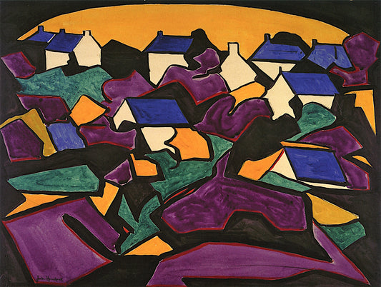 Houses in Sunderland, Drawing No. 13, vintage artwork by Jacoba van Heemskerck, 12x8" (A4) Poster
