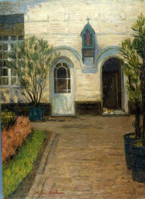  leading to Entrance Doors with Potted Plants by Henri Duhem,A3(16x12")Poster