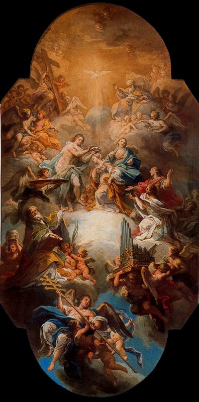 The Glory of St. Cecilia, vintage artwork by Sebastiano Conca, 12x8" (A4) Poster