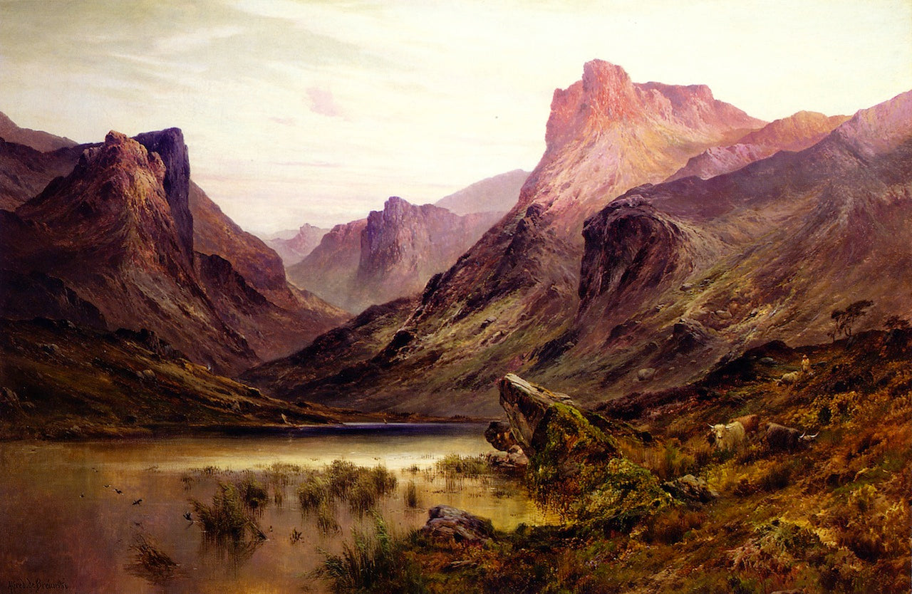 The Black Pool, the Pass of Glencoe, vintage artwork by Alfred de Breanski, Sr., 12x8" (A4) Poster