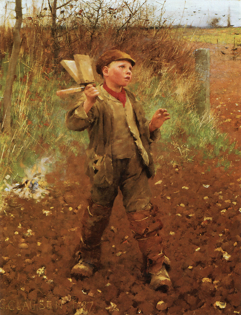 Birdscaring, vintage artwork by Sir George Clausen, R.A., R.W.S., R.I., 12x8" (A4) Poster