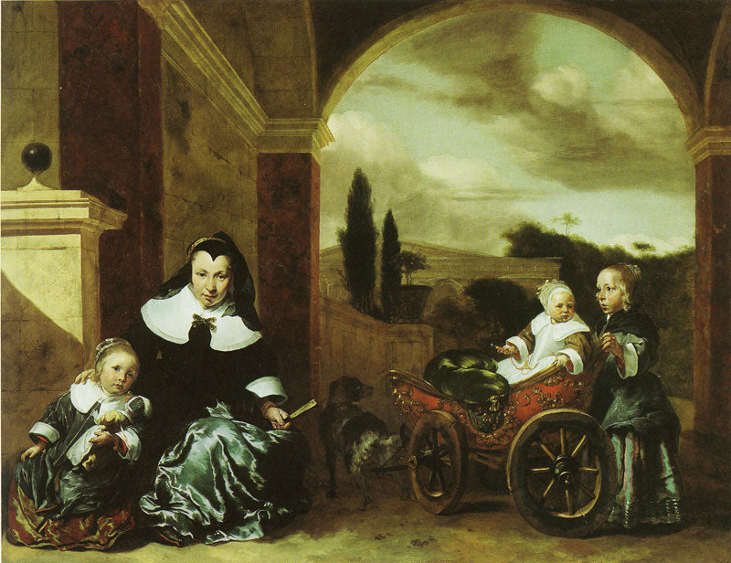 Christina Lepper de Kempenaer and Her Children, vintage artwork by Jan Baptist Weenix, 12x8" (A4) Poster