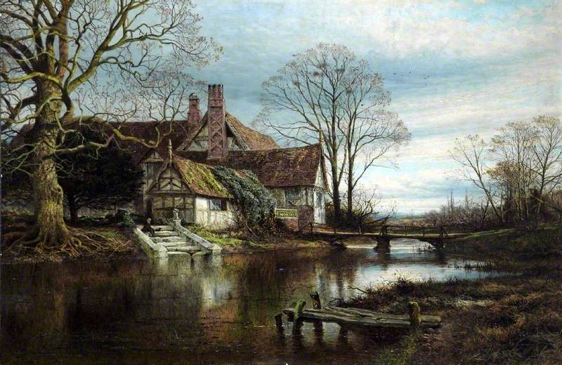 The Moated Grange, vintage artwork by Benjamin Williams Leader, 12x8" (A4) Poster
