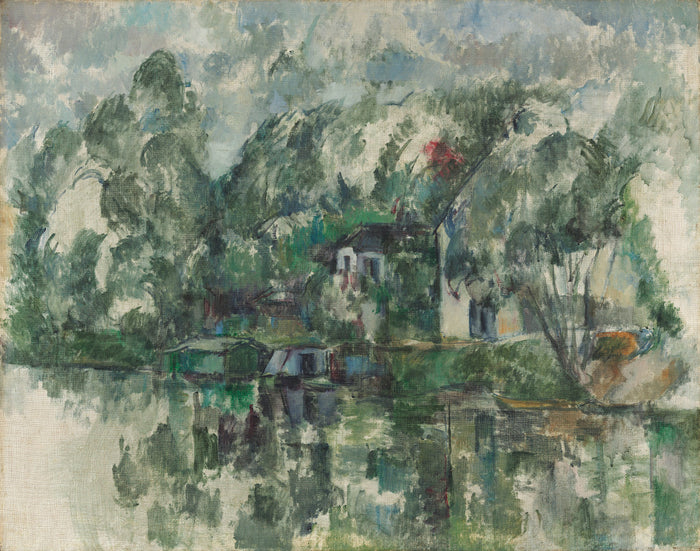 At the Water's Edge, vintage artwork by Paul Cezanne, 12x8