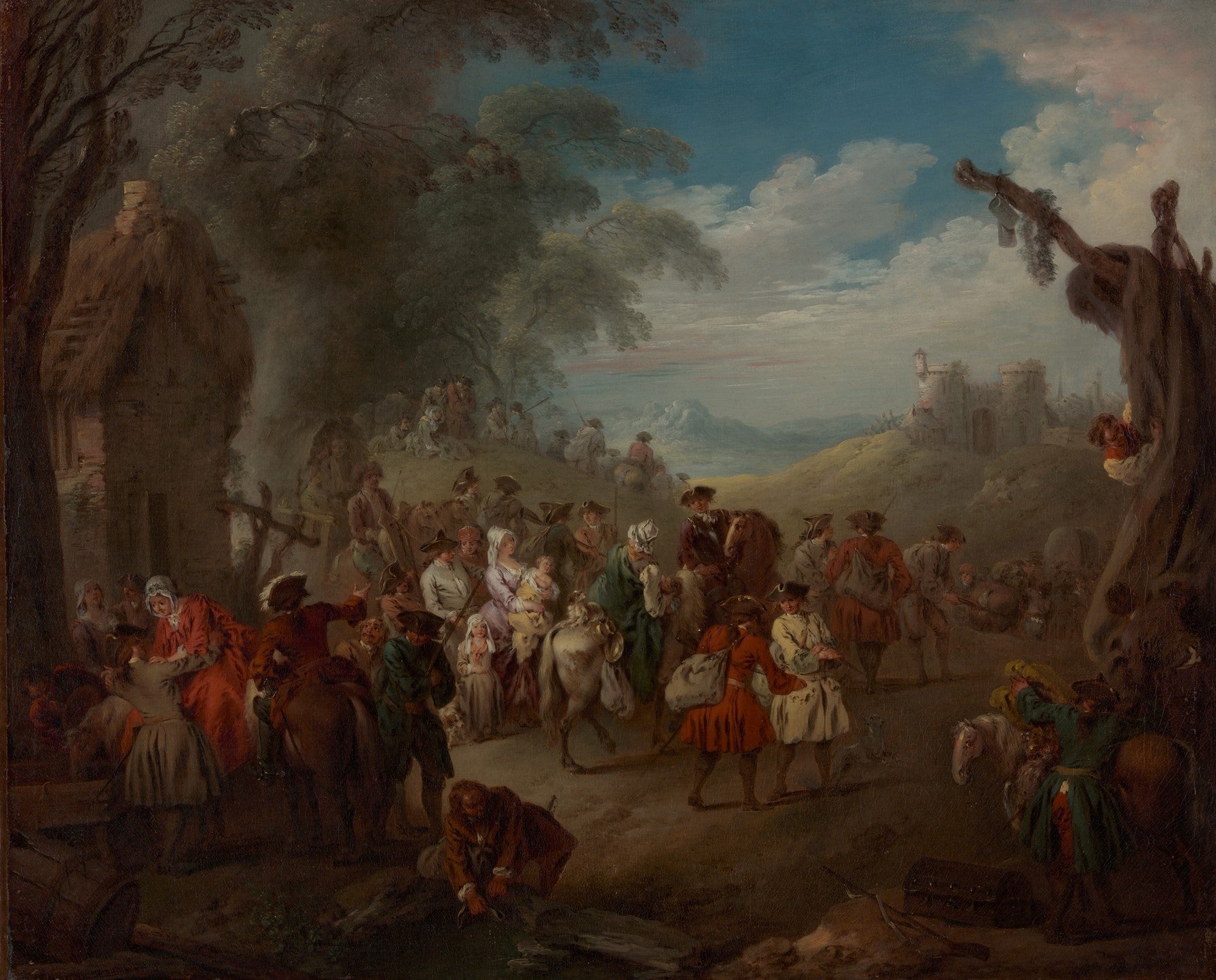 Troops on the March, vintage artwork by Jean-Baptiste Pater, 12x8" (A4) Poster