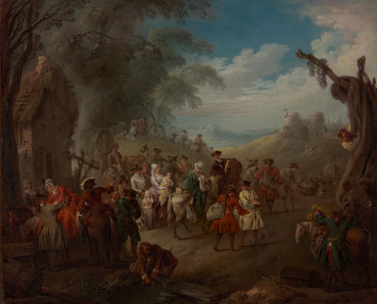 Troops on the March, vintage artwork by Jean-Baptiste Pater, 12x8" (A4) Poster