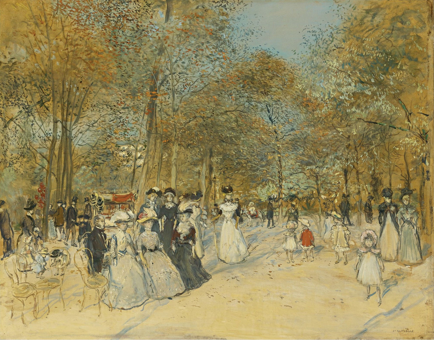 The Champs-Elysees by Jean-Franaois Raffaëlli,A3(16x12")Poster