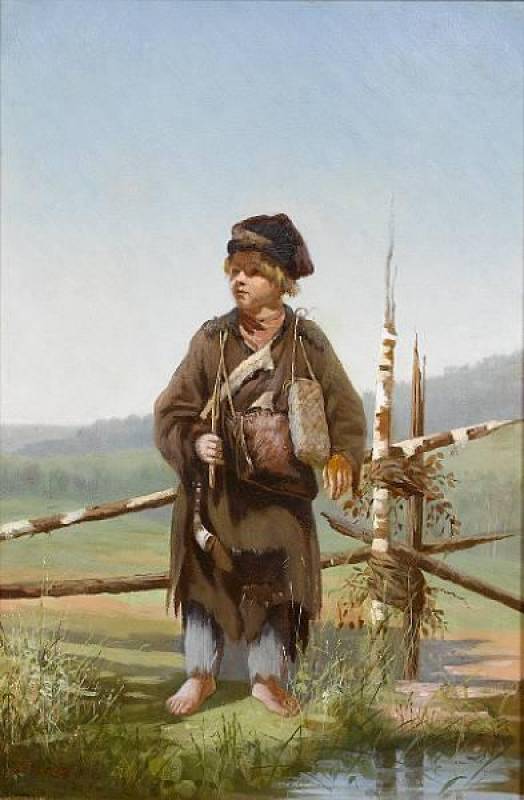 The Young Huntsman, vintage artwork by Alexei Korzukhin, 12x8" (A4) Poster