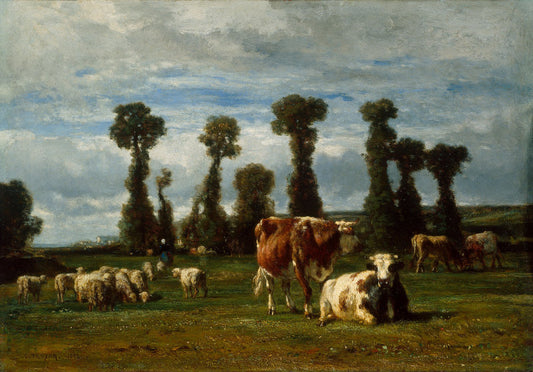 Pasture in Normandy, vintage artwork by Constant Troyon, A3 (16x12") Poster Print
