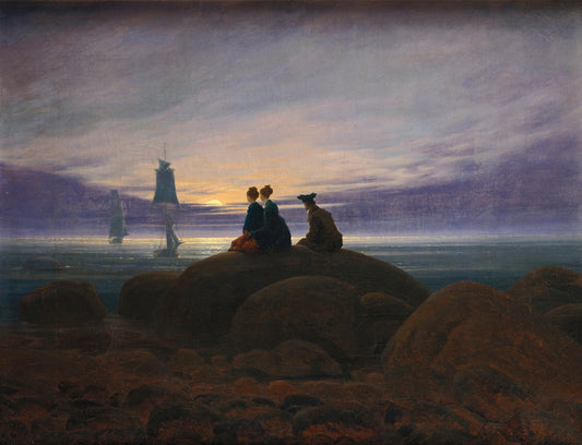 Moonrise over the Sea, vintage artwork by Caspar David Friedrich, 12x8" (A4) Poster