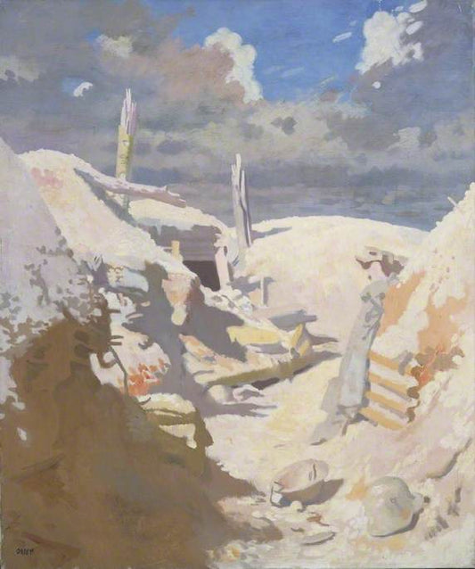 A Gunner's Shelter in a Trech, Thiepval, vintage artwork by Sir William Orpen, R.A., R.H.A., 12x8" (A4) Poster