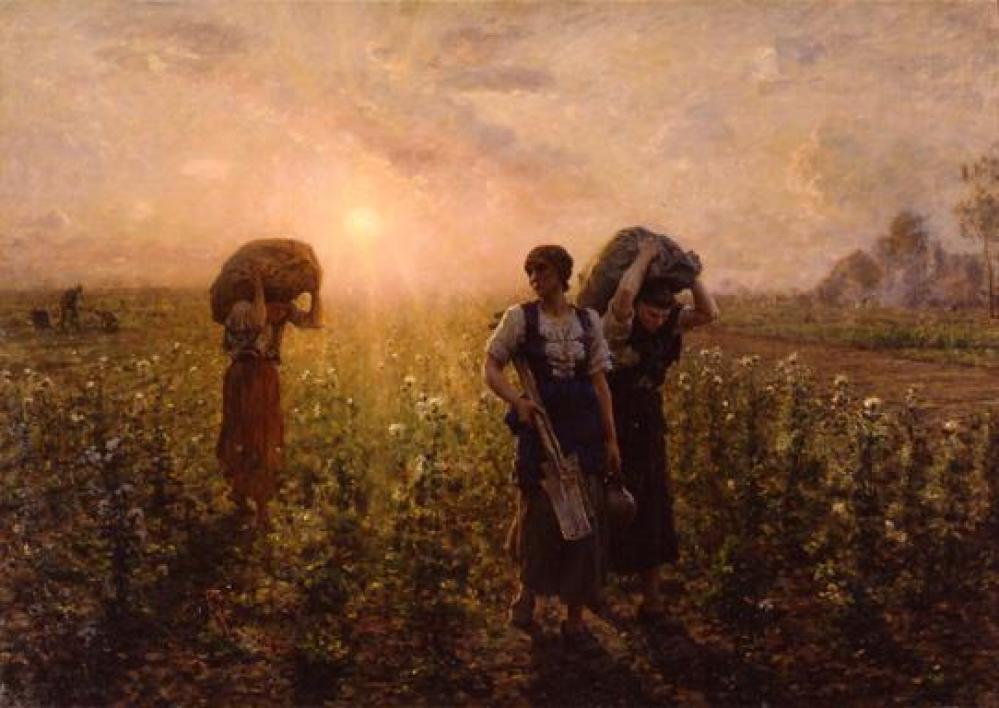 Fin du travail, vintage artwork by Jules-Adolphe Breton, 12x8" (A4) Poster