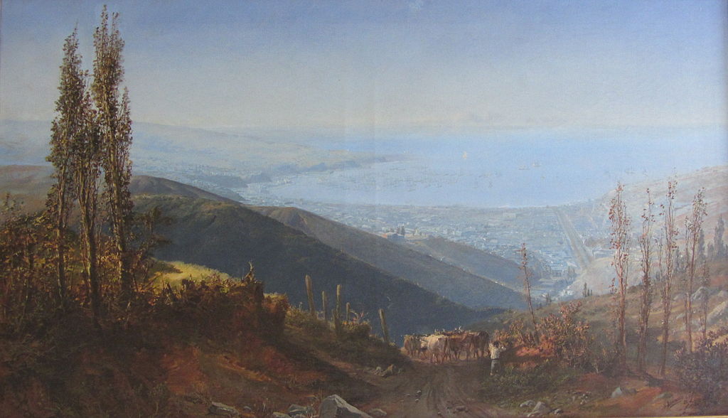 View of Valparaíso, vintage artwork by Thomas Jacques Somerscales, 12x8" (A4) Poster