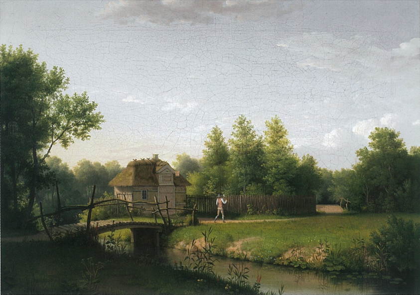 Kildehytten in the garden at Sanderumgaard, vintage artwork by Christoffer Wilhelm Eckersberg, 12x8" (A4) Poster