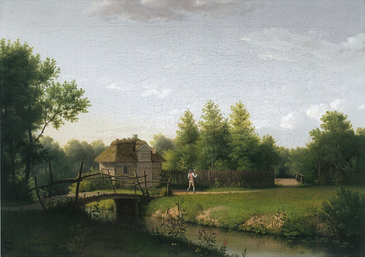 Kildehytten in the garden at Sanderumgaard, vintage artwork by Christoffer Wilhelm Eckersberg, 12x8" (A4) Poster