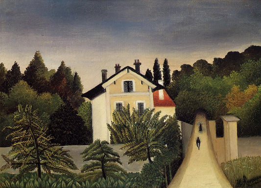 Landscape on the Banks of the Oise, Area of Chaponval, vintage artwork by Henri Rousseau, 12x8" (A4) Poster
