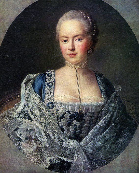 Portrait of Countess Darya Saltykova, vintage artwork by François-Hubert Drouais, 12x8" (A4) Poster