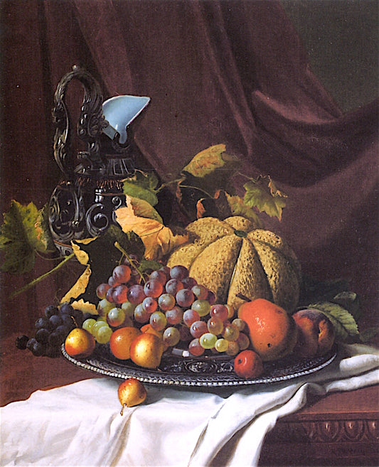 Still Life with Fruit and Ewer, vintage artwork by Andrew J. H. Way, 12x8" (A4) Poster