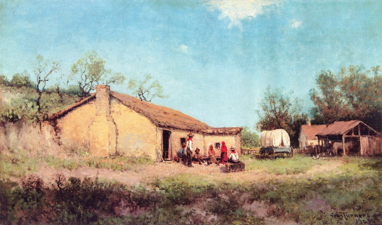 Cockfight Amid the Jacales by Julian Onderdonk,16x12(A3) Poster