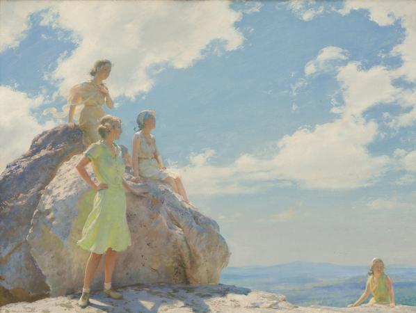 Bear Cliff Rocks by Charles Courtney Curran,A3(16x12")Poster