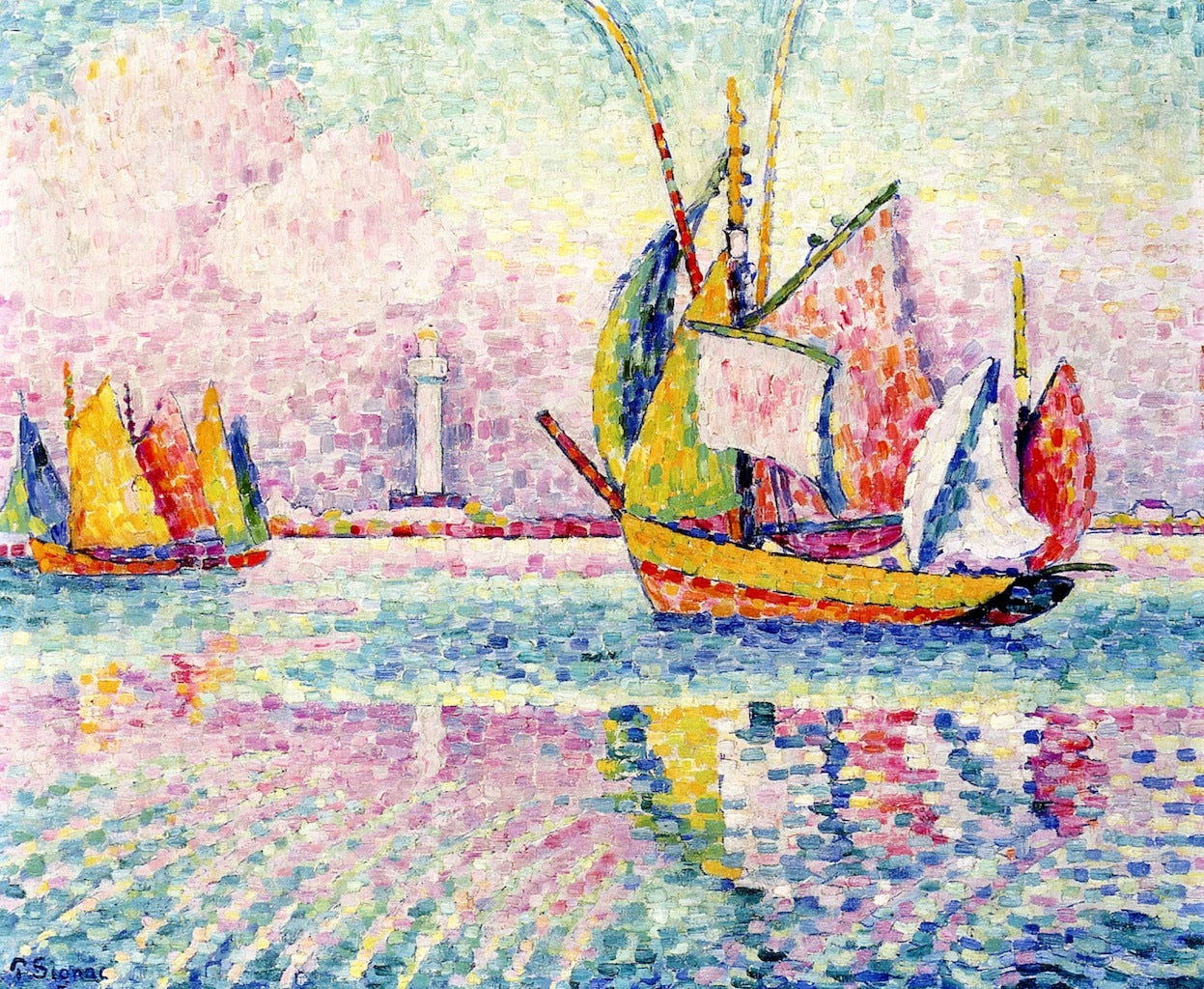 Boats at Anchor in Locmalo by Paul Signac,A3(16x12")Poster