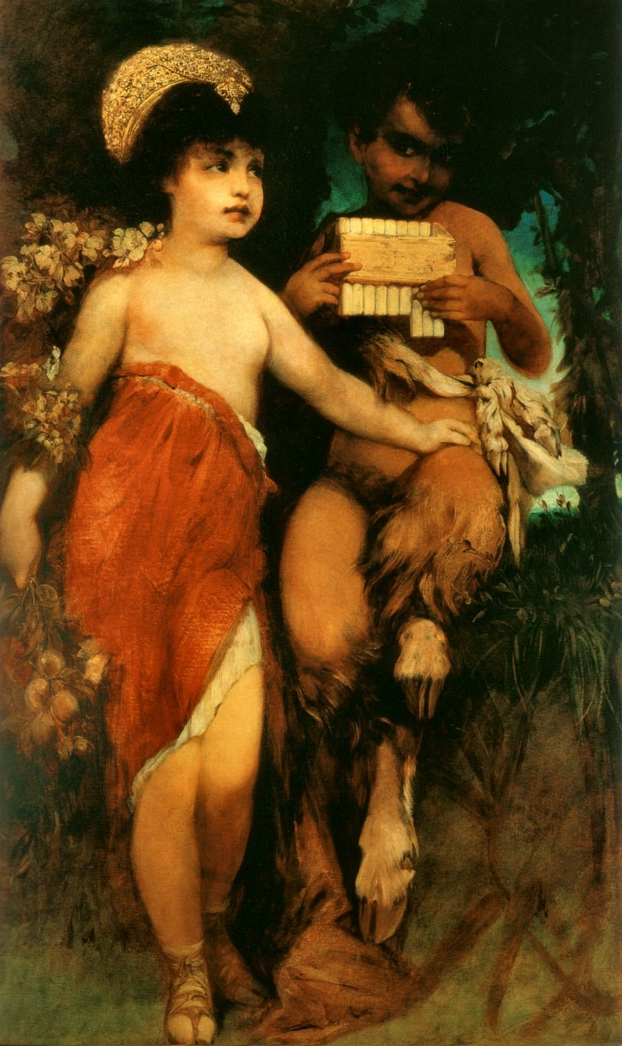 Faun und Nymph, vintage artwork by Hans Makart, 12x8" (A4) Poster