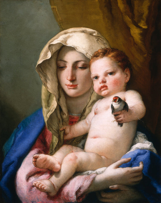 Madonna of the Goldfinch 1, vintage artwork by Giovanni Battista Tiepolo, 12x8" (A4) Poster