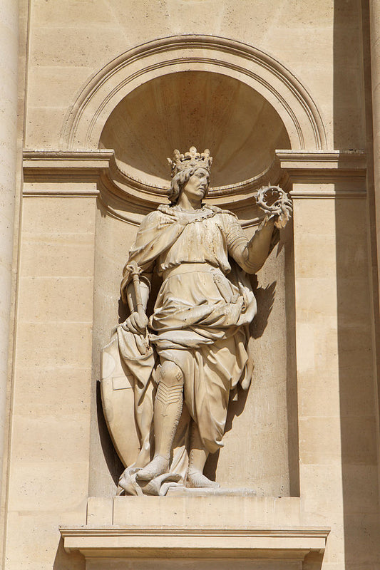 Louis IX (Saint Louis) with Crown and Septre, vintage artwork by Nicolas Coustou, 12x8" (A4) Poster