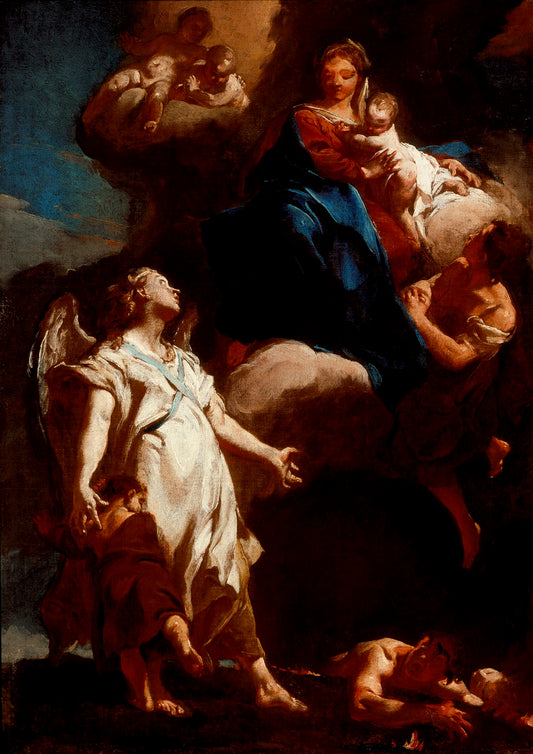 The Virgin Appearing to the Guardian Angel, vintage artwork by Giovanni Battista Piazzetta, 12x8" (A4) Poster