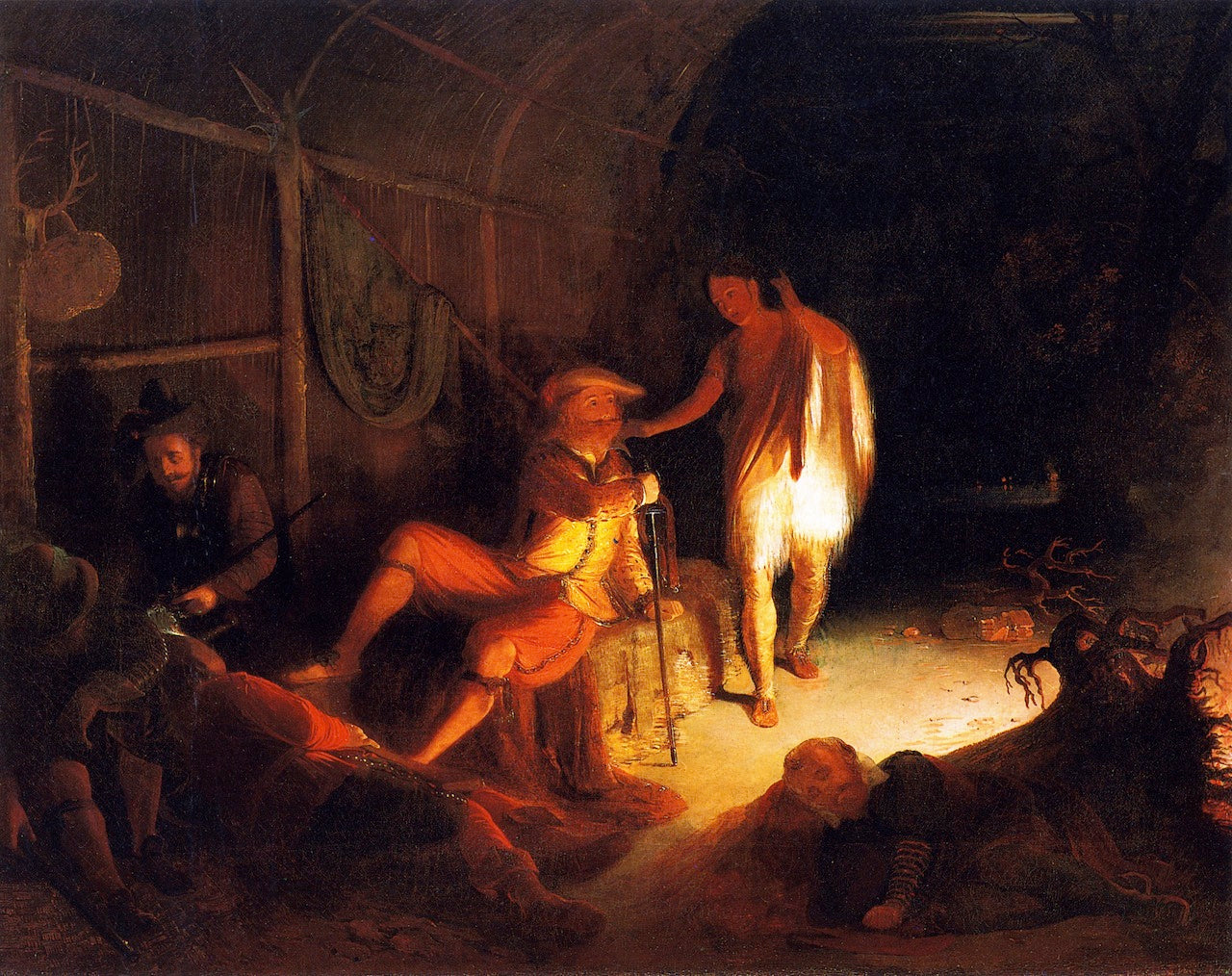 The Warning of Pocahontas, vintage artwork by John Gadsby  Chapman, A3 (16x12") Poster Print