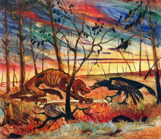 Dog and Crow by Aksel Waldemar Johannessen,16x12(A3) Poster