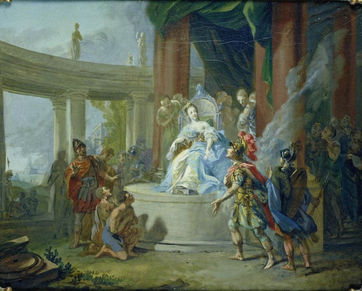 Aeneas before the Throne of Dido (study), vintage artwork by Johann Heinrich Tischbein the Elder, 12x8" (A4) Poster