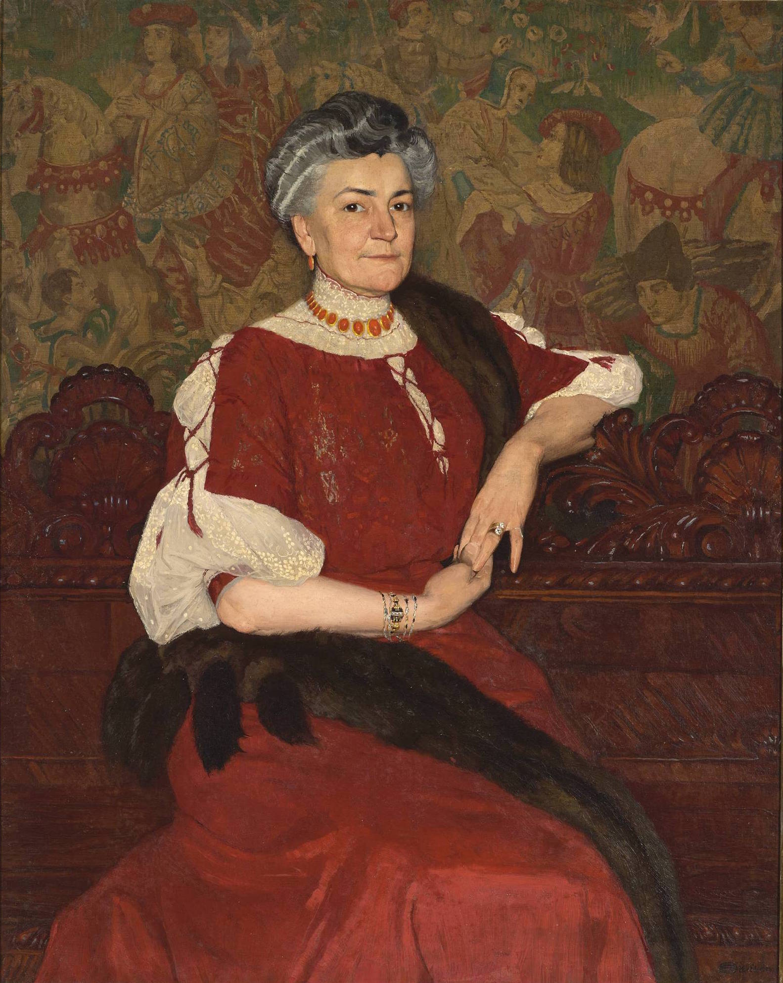 Portrait of Mrs Herse, vintage artwork by Edward Okuń, 12x8" (A4) Poster