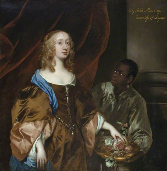 Elizabeth Murray, Countess of Dysart and Later Duchess of Lauderdale with a Black Servant, vintage artwork by Peter Lely, 12x8" (A4) Poster