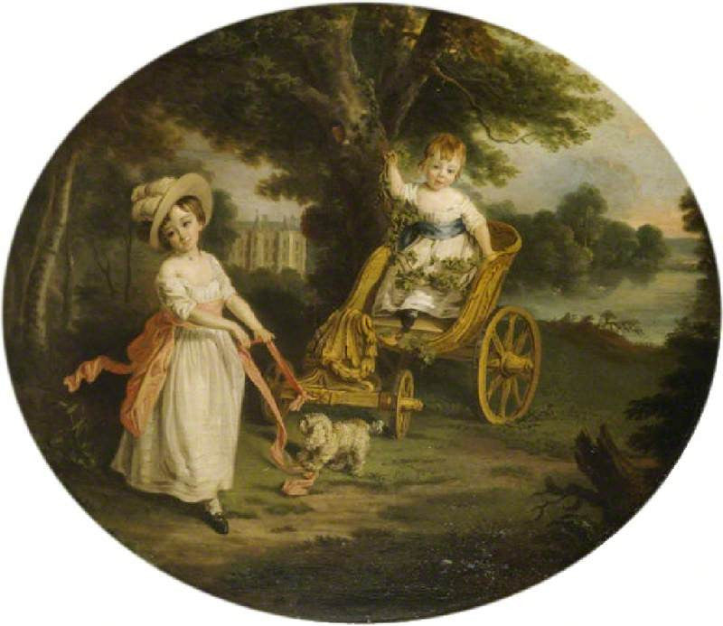 The O’Neill Boys with a Chariot in the Grounds of Shane’s Castl, vintage artwork by Francis Wheatley, 12x8" (A4) Poster