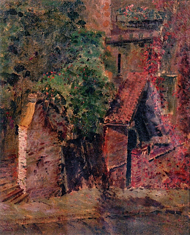 The Cozy House Front, vintage artwork by Alfredo Hazell Helsby , 12x8" (A4) Poster