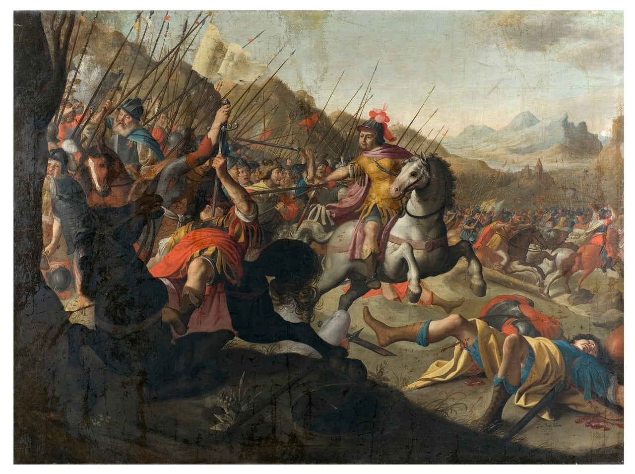 A Roman Battle, vintage artwork by Simon Peter Tilemann, 12x8" (A4) Poster