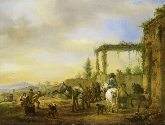 The Horse School, vintage artwork by Philips Wouwerman, 12x8" (A4) Poster