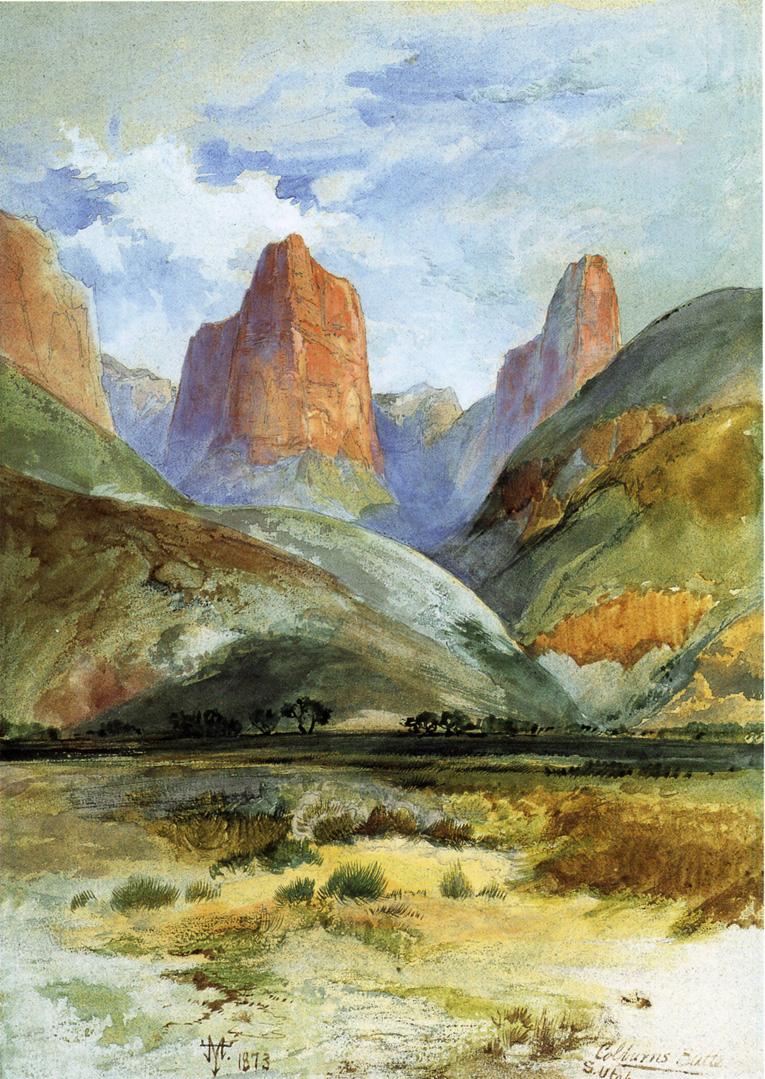 Colburn's Butte ,South Utah, vintage artwork by Thomas Moran, 12x8" (A4) Poster