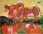 Cows (after Jordaens), vintage artwork by Vincent van Gogh, 12x8" (A4) Poster