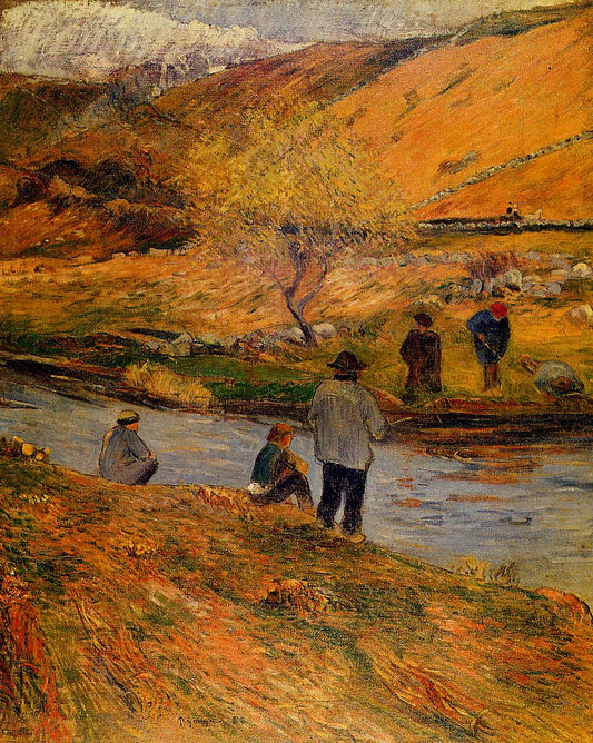 Breton Fishermen, vintage artwork by Paul Gauguin, 12x8" (A4) Poster